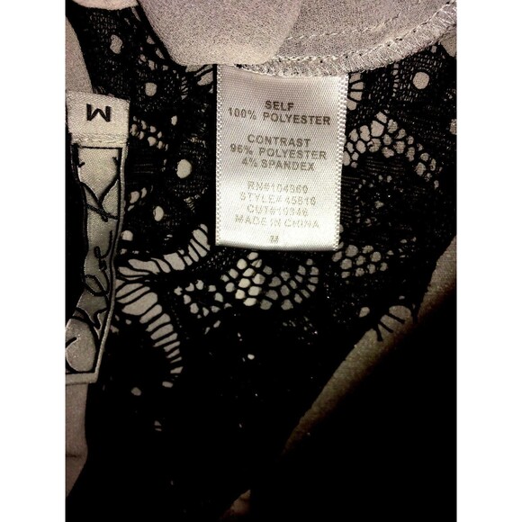 CHLOE K sz M Sleeveless Ivory-White Stretch Black Lace Eyelash Trim Chiffon Top - Picture 4 of 5